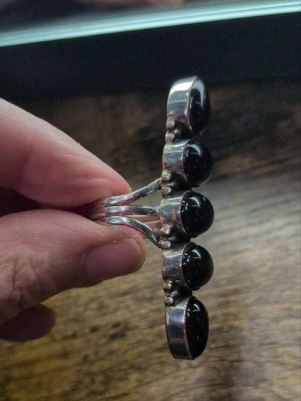 Sterling Silver Black Onyx Multi-Stone Statement Ring